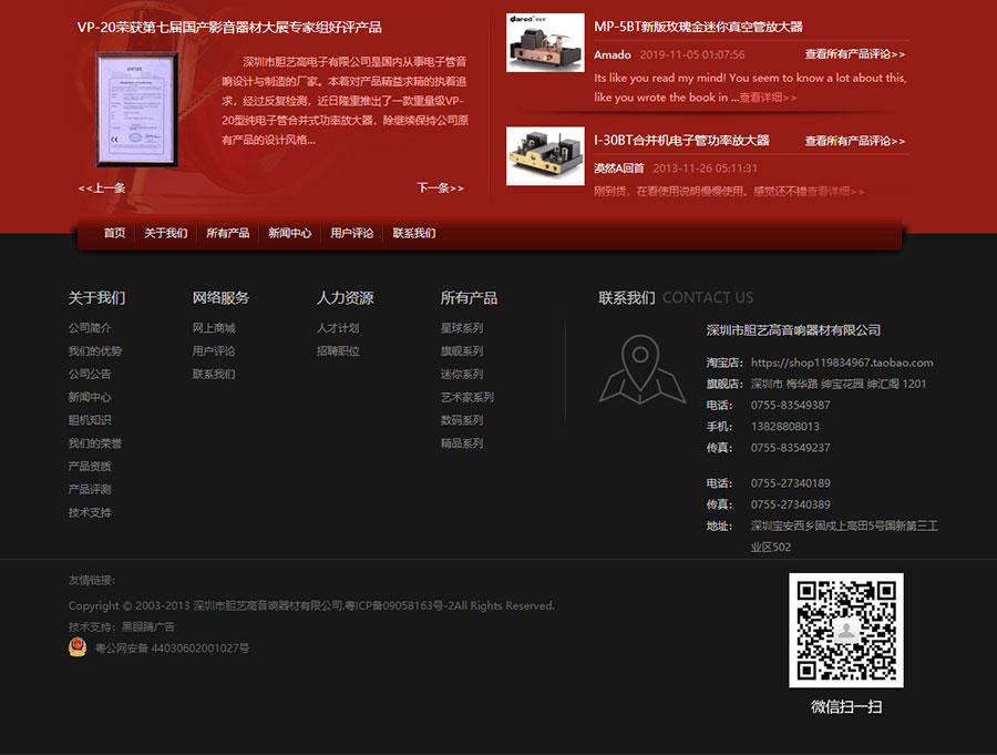 黑眼睛廣告為膽藝高音響器材有限公司官網(wǎng)設計的首頁